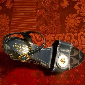 Coach blue Rana wedges size 6m leather upper